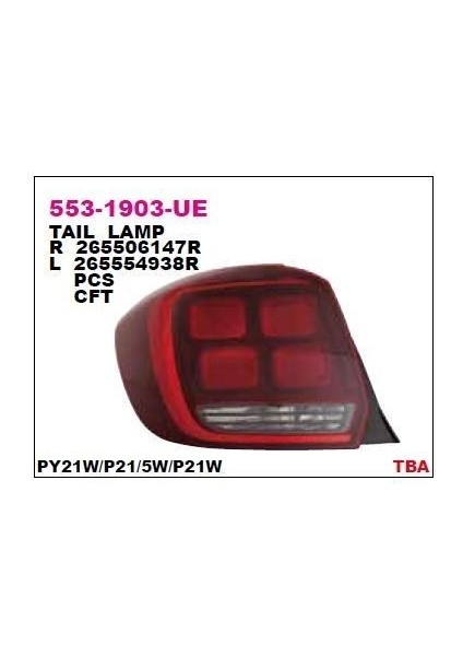 Dacia Logan Sandero 2017 Arka Stop Lamba Sol