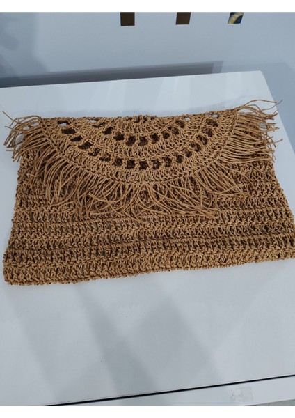 El Yapımı Örgü Kahve Renk El ve Koltukaltı Çantası fiyatları