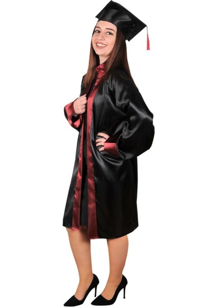Ortaokul Mezuniyet Cübbesi Siyah Bordo, Şık ve Kaliteli Tören Kıyafeti fiyatları