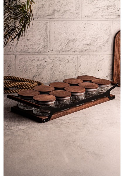 Yuvarlak 10'lu Ahşap Kapaklı Cam Kahvaltılık ve Çerezlik, 235 ml modelleri