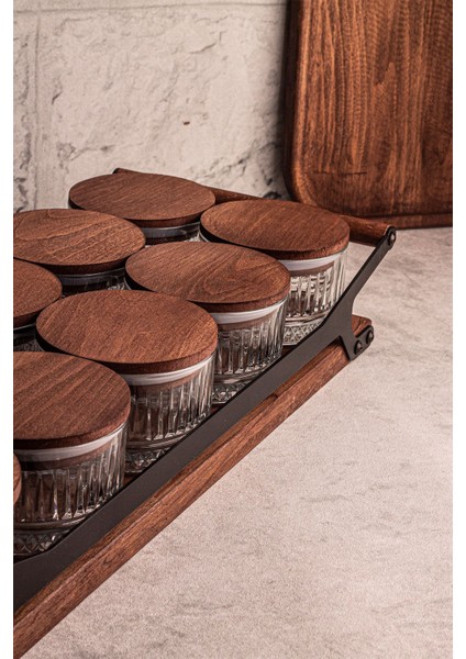 Yuvarlak 10'lu Ahşap Kapaklı Cam Kahvaltılık ve Çerezlik, 235 ml fırsatları