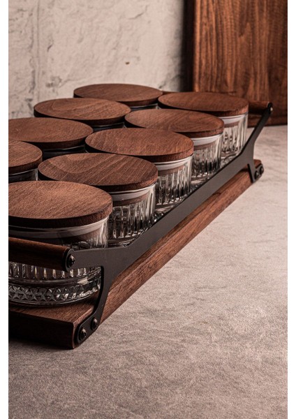 Yuvarlak 10'lu Ahşap Kapaklı Cam Kahvaltılık ve Çerezlik, 235 ml indirimleri