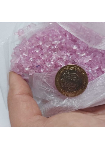 2-4mm Epoksi Cam Kırığı 100GR, Pembe, Şeffaf ve Parlak Detaylar Içerir