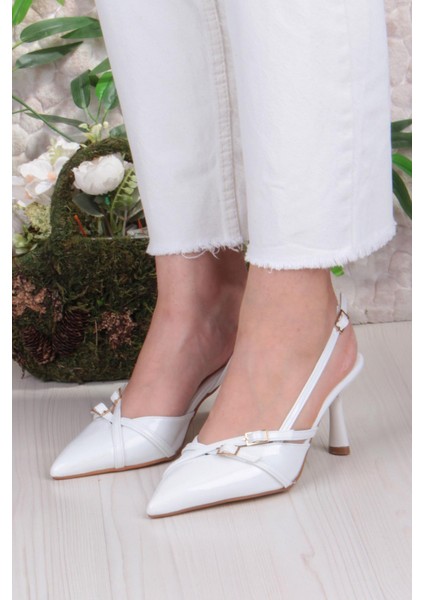 2105 Ceyn Rugan Çift Toka Detaylı Arkası Açık Topuklu Kadın Ayakkabı fiyatları