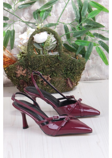 2105 Ceyn Rugan Çift Toka Detaylı Arkası Açık Topuklu Kadın Ayakkabı indirimleri