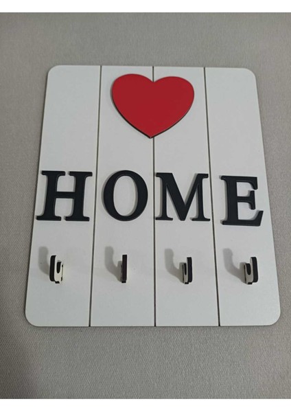 Kırmızı Renkli Askılı Anahtarlık Duvar Süsü, Şık ve Modern Dekorasyon Öğesi