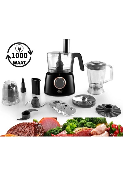 Hamur Yoğurma, Rendeleme ,kahve Öğütme 1000W Mutfak Robotu +Hassas Mutfak Tartısı