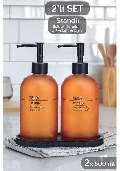 2'li Tezgah Üstü Standlı Sıvı Sabunluk Seti Siyah Standlı 1000 ml Sabunluk Seti modelleri