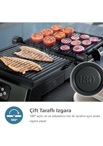 Phılıps 7000 Serisi Izgara ve Tost Makinesi, 8 Ön Ayarlı Programlar, Gıda Termometresi, HD6307/70