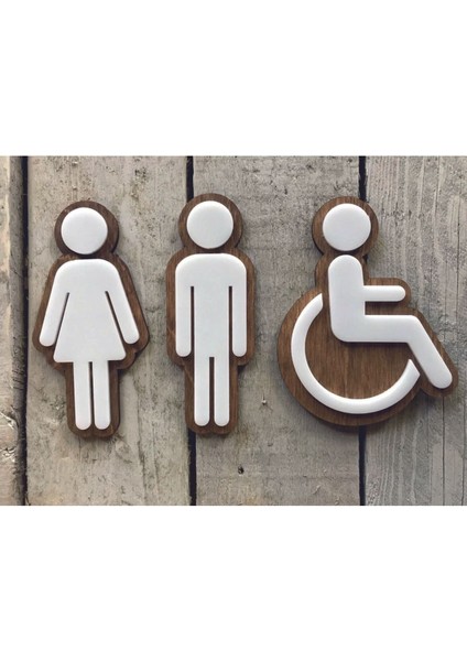 Beyaz Wc Yönlendirme Tabelası Kadın-Erkek-Engelli, Pratik ve Şık Tasarım