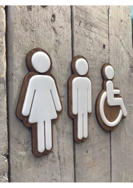 Beyaz Wc Yönlendirme Tabelası Kadın-Erkek-Engelli, Pratik ve Şık Tasarım fiyatları