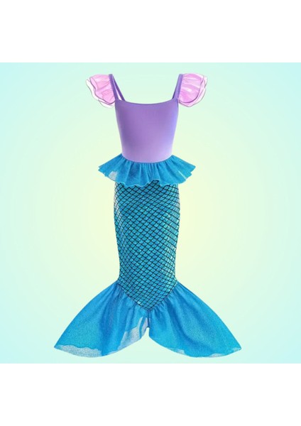 Parlak Mor Denizkızı Kız Çocuk Tütü Etek ve Kostüm Seti fiyatları
