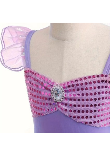 Parlak Mor Denizkızı Kız Çocuk Tütü Etek ve Kostüm Seti modelleri