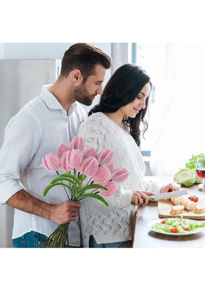 50 Adet Pembe ve Koyu Yeşil Renkli Şönil , Çiçek Yapım Seti, Tüylü Tel, 30 Cm, Peluş Te fırsatları