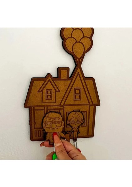 Yukarı Bak Anahtarlık - Ahşap Duvar Dekor ve Askısı, Beyaz Renk