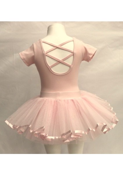 Pembe Pamuklu Sırt Çapraz Minikol Mayo ve Tütü Etekli Set fiyatları