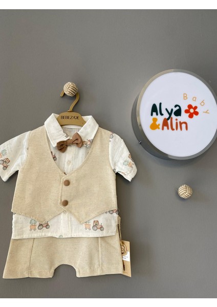 Erkek Bebek Yelekli Papyonlu Takım