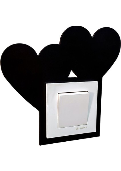 Kalp Desenli Siyah Priz ve Anahtar Çerçevesi Seti, 2'li fırsatları