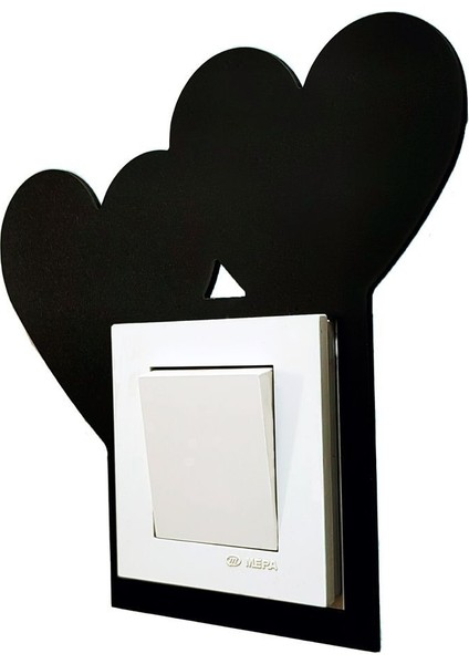 Kalp Desenli Siyah Priz ve Anahtar Çerçevesi Seti, 2'li indirimleri