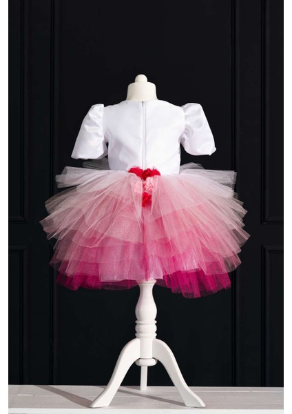 Kız Çocuk Beyaz Temalı Doğum Günü ve Parti Elbisesi, Taç Hediyeli fiyatları