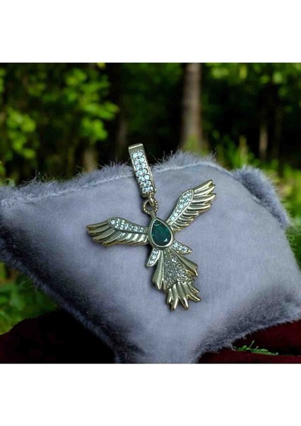 Zümrüt Taşlı Anka Kuşu Detaylı Ajda Charm