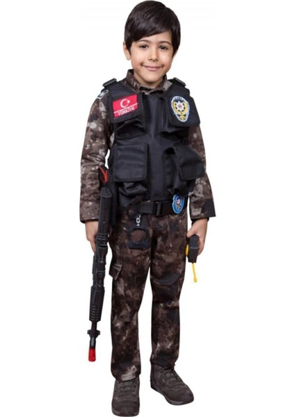 Çocuklar Için Siyah Polis Operasyon Kostümü, Eğlenceli ve Gerçekçi Oyun Seti