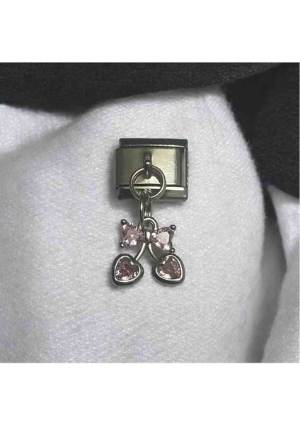 Zirkon Taşlı Kiraz Detaylı Charm