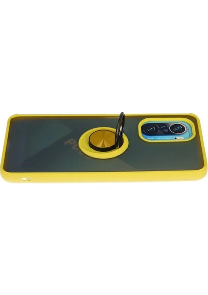 Xiaomi Redmi K40 Kılıf Montreal Yüzüklü Silikon Kapak - Sarı modelleri