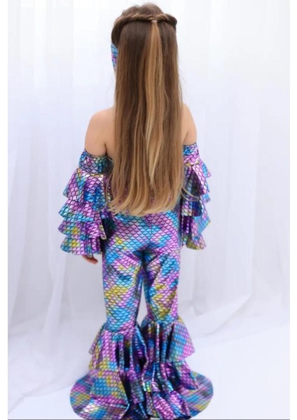 Mor Deniz Kızı Desenli Rahat ve Şık 5'li Pantolonlu Set fiyatları