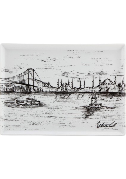 Gri Istanbul Kahvaltı Tabağı 27X21CM, Şık ve Kullanışlı Tasarım