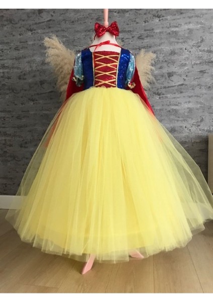 Sarı Pamuk Prenses Kostüm, Tarlatan Pelerin ve Taç Hediye ile Birlikte