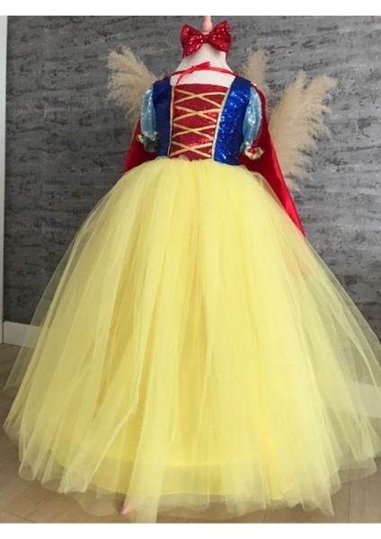 Sarı Pamuk Prenses Kostüm, Tarlatan Pelerin ve Taç Hediye ile Birlikte fiyatları