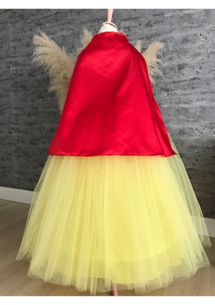 Sarı Pamuk Prenses Kostüm, Tarlatan Pelerin ve Taç Hediye ile Birlikte modelleri
