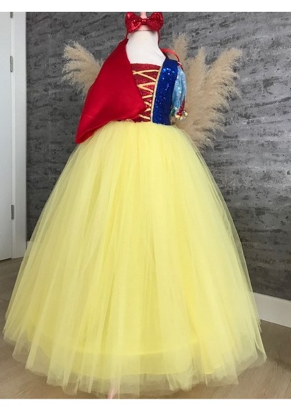 Sarı Pamuk Prenses Kostüm, Tarlatan Pelerin ve Taç Hediye ile Birlikte indirimleri