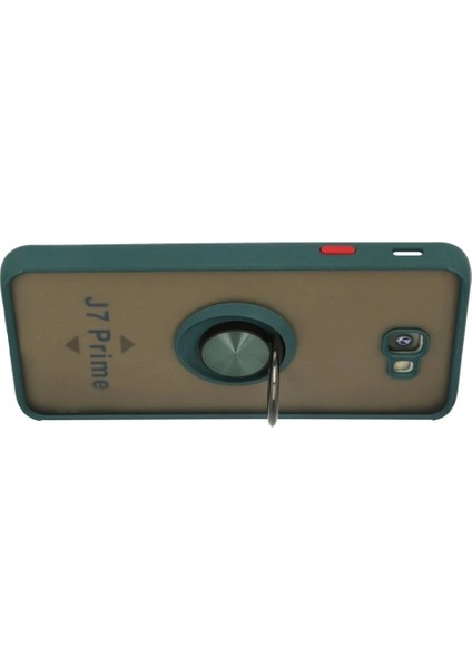 Samsung Galaxy J7 Prime Kılıf Montreal Yüzüklü Silikon Kapak - Yeşil modelleri