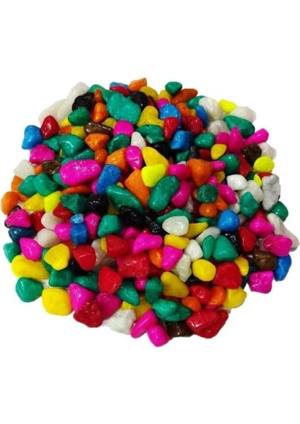 Renkli Çakıl Taşı, 1000G, Karma Renkler, Dekoratif ve Doğal Taş Seti