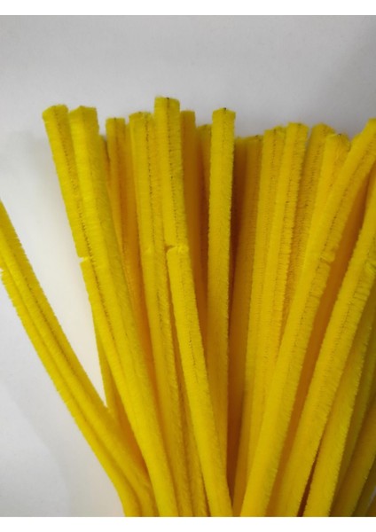 25 Adet Sarı Şönil, Çiçek Yapımına Uygun Tüylü Tel, 30 cm 6 mm fiyatları
