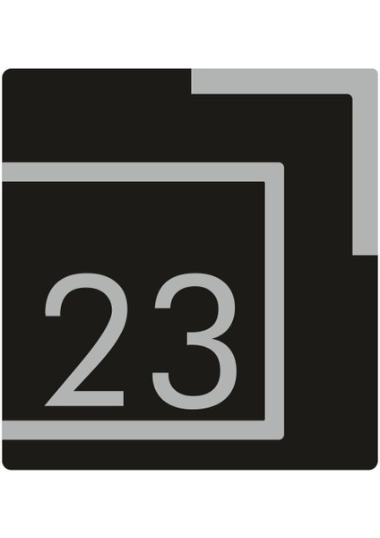 Kare Siyah Gümüş Aynalı Daire Kapı Numarası No:23, Turuncu Renkli