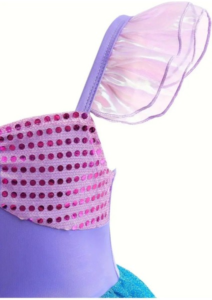 Deniz Kızı Temalı Elbise, Doğum Günü ve Parti Için 6-8 Yaş, Mavi Renkli Şık Kıyafet indirimleri