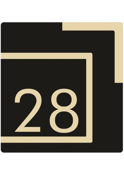 Kare Siyah Kapı Numarası, Altın Aynalı Pleksi, Modern ve Şık Tasarım