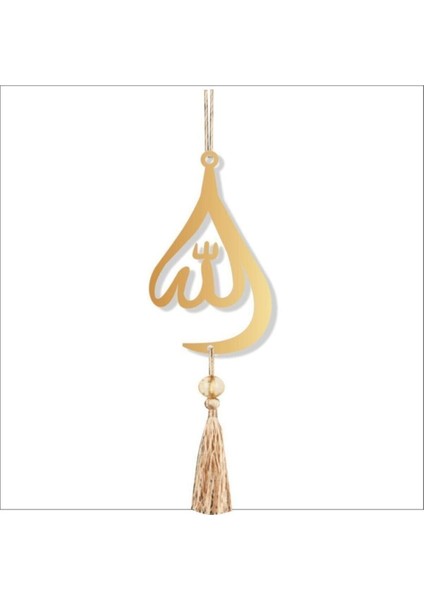 Turuncu Çift Taraflı Su Damlası Allah Pleksi Araba Dikiz Aynası Süsü, Şık ve Anlamlı Hediye