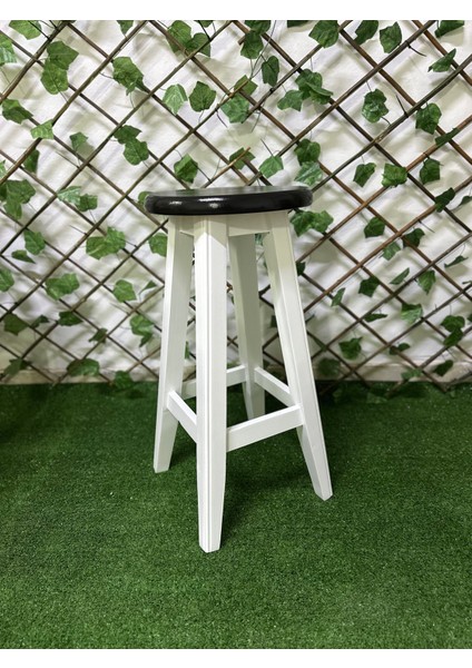 -Siyah-Beyaz Ahşap Tabure -Bar Tabure ( 60 cm ) 1 Adet fırsatları