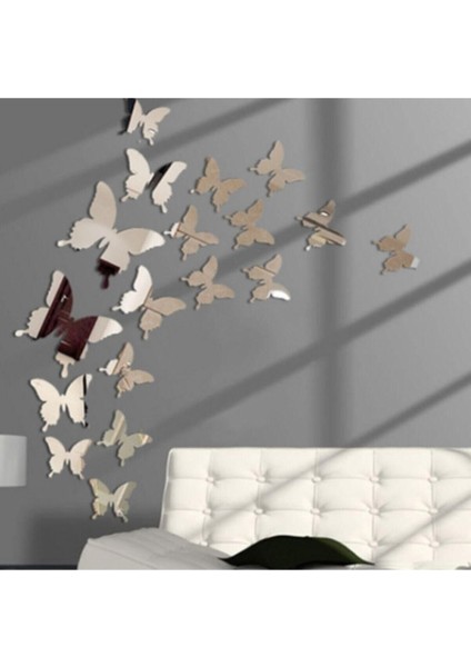 Parlak Gümüş Pleksi Kelebek Süsleri, 30 Adet, Dekoratif Duvar Süsleri modelleri
