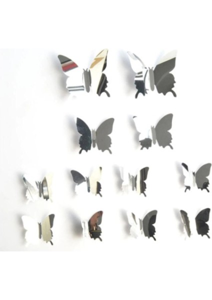 Parlak Gümüş Pleksi Kelebek Süsleri, 30 Adet, Dekoratif Duvar Süsleri fırsatları