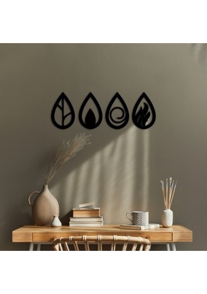Dört Element Temalı Şık Siyah Duvar Dekoru, Modern Tasarım fiyatları