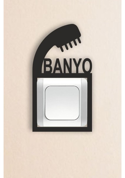 Şık Siyah Banyo Duvar Süsü, 20X11 Cm, 3 mm Mdf, Dekoratif Tasarım