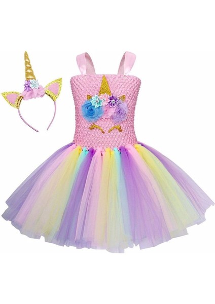 Çocuklar Için Çok Renkli Unicorn Tutu Elbise, Doğum Günü Partisi Şıklığı