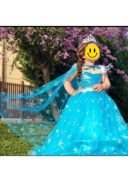 Mavi Elsa Frozen Kostüm, Çocuklar Için Sevimli ve Şık Oyuncak Kıyafeti