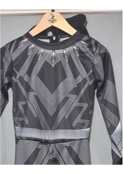 Siyah Baskılı Çocuk Panter Kostümü Maskeli ve Rahat Tasarım modelleri