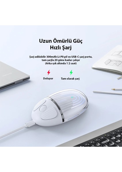 Dux Ducis cm Series Kablosuz Bluetooth 2.4ghz Şeffaf MOUSE-(1903) indirimleri